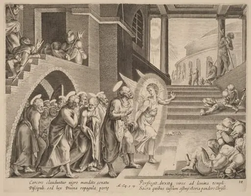 The Apostles Delivered from Prison by an Angel, by Philip Galle