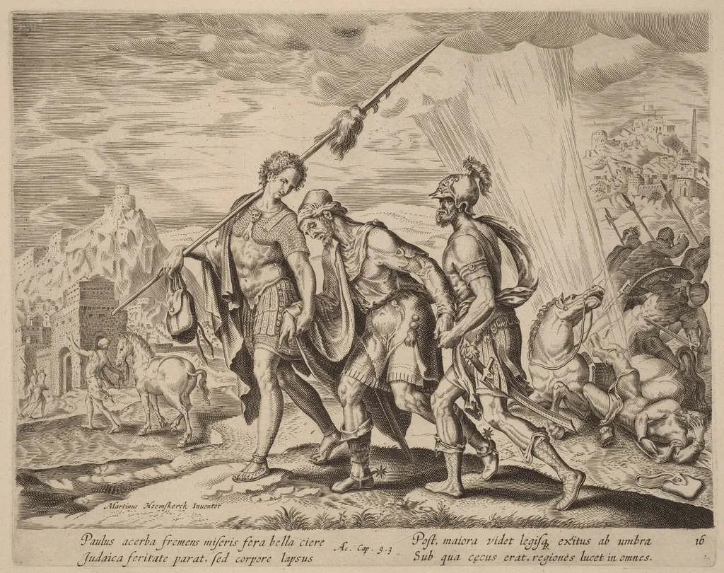 The Conversion of Saint Paul, by Philip Galle, ink, 1574