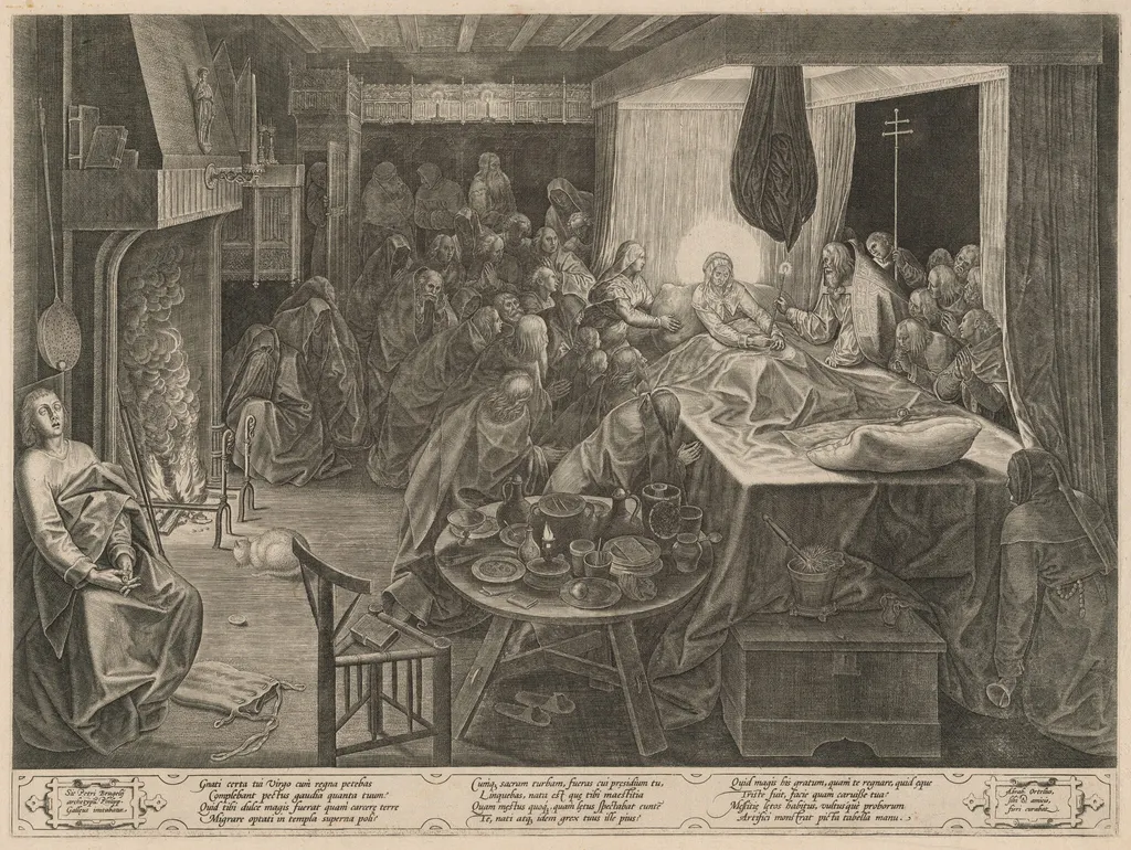 The Death of the Virgin, by Philip Galle, ink, 1574