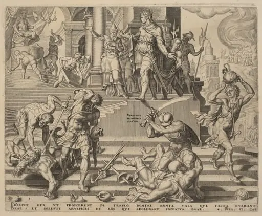 The Destruction of the Temple of Baal and the Slaughter of His Priests, by Philip Galle