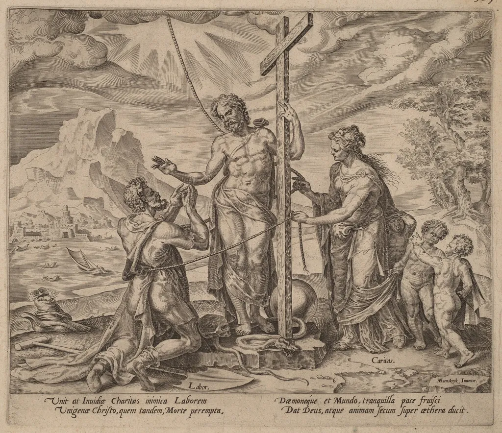 The Diligent Worker United with Christ after Death, by Philip Galle, ink, 1572