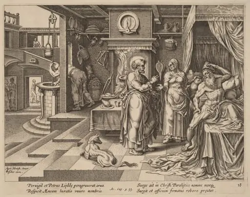 The Healing of Eneas by Saint Peter, by Philip Galle