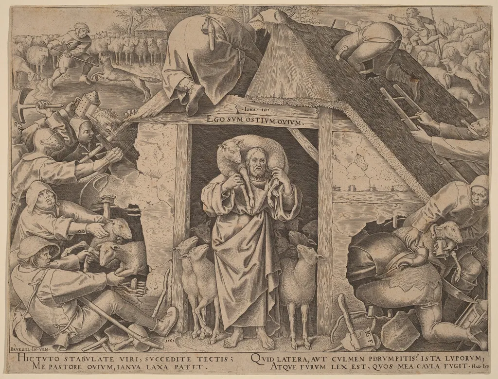 The Parable of the Good Shepherd, by Philip Galle, ink, 1565