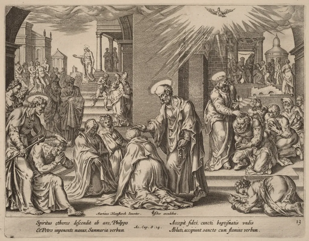 The People of Samaria Receive the Word of God, by Philip Galle, ink, 1574