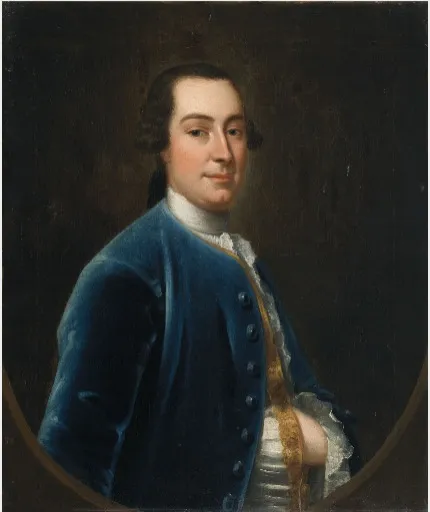 Portrait of a Man in a Blue Jacket, by Philip Hussey, oil, 1758