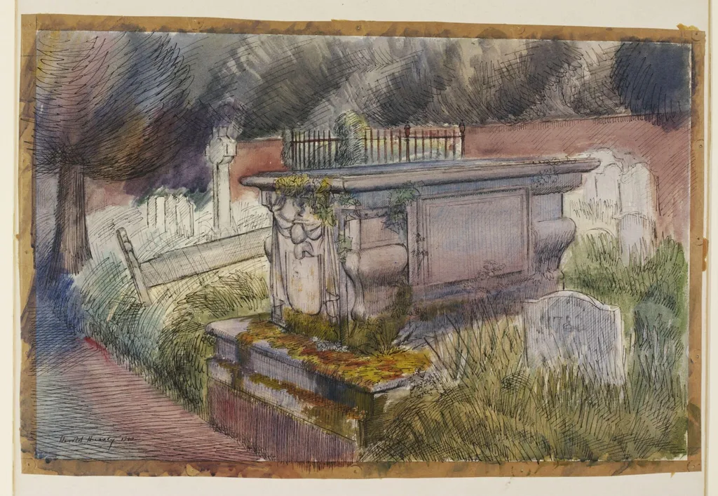 Tomb in Hurley Churchyard, by Philip Hussey, watercolor