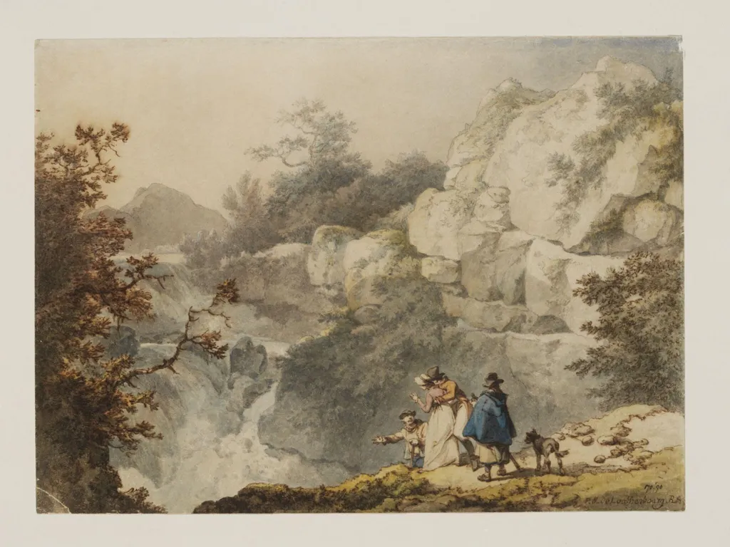 Cataract on the Llugwy, near Conway, by Philip James de Loutherbourg, watercolor, 1750