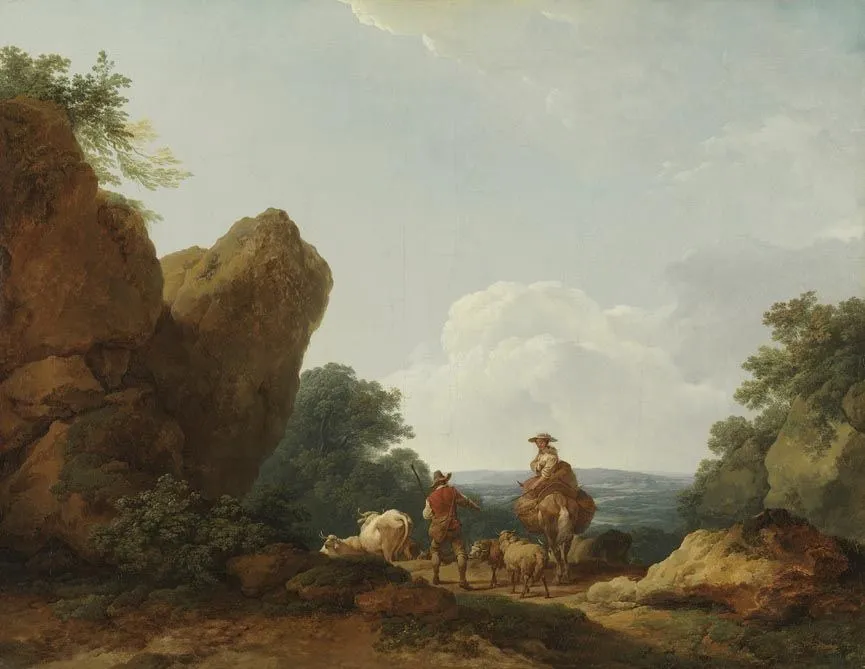 Landscape with Herdsmen at the Top of a Pass, by Philip James de Loutherbourg, oil, 1766