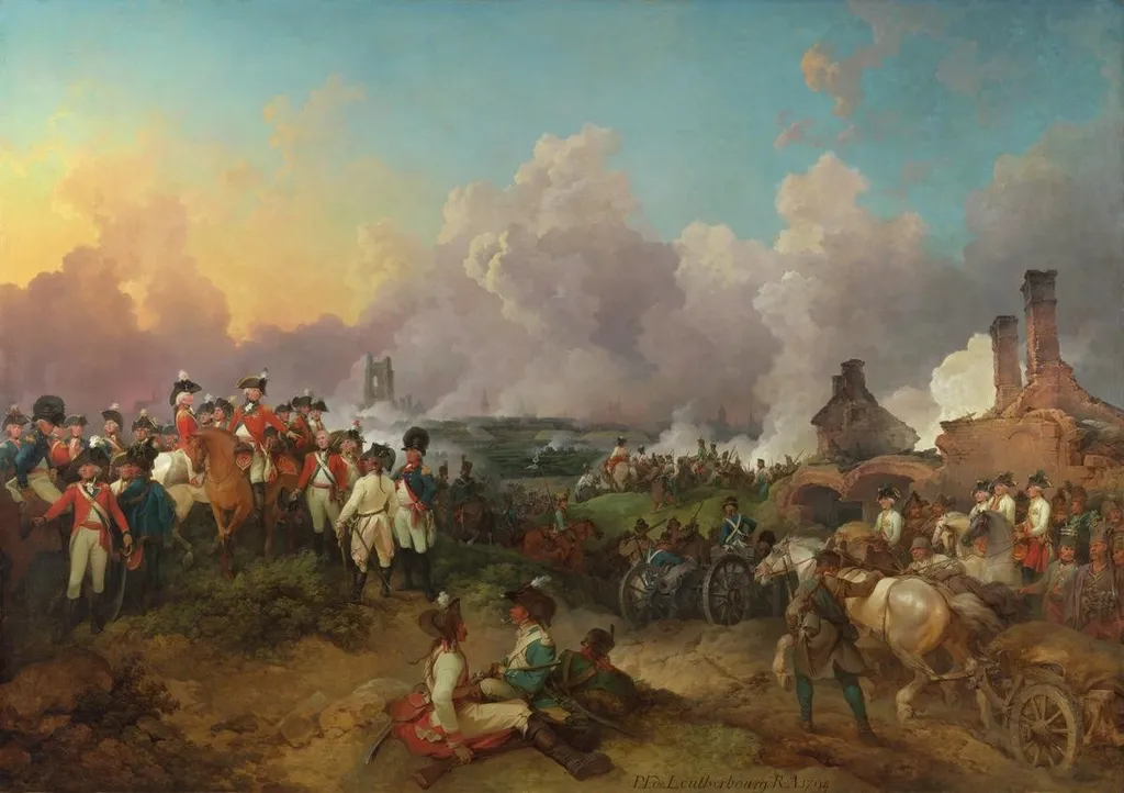 The Grand Attack on Valenciennes, by Philip James de Loutherbourg, oil, 1798