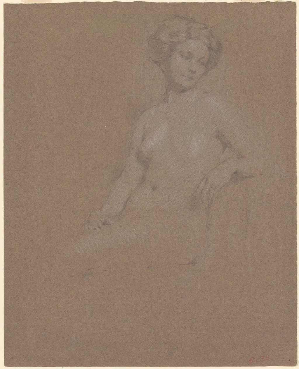 Seated Female Nude, by Philip Leslie Hale, graphite, 1887