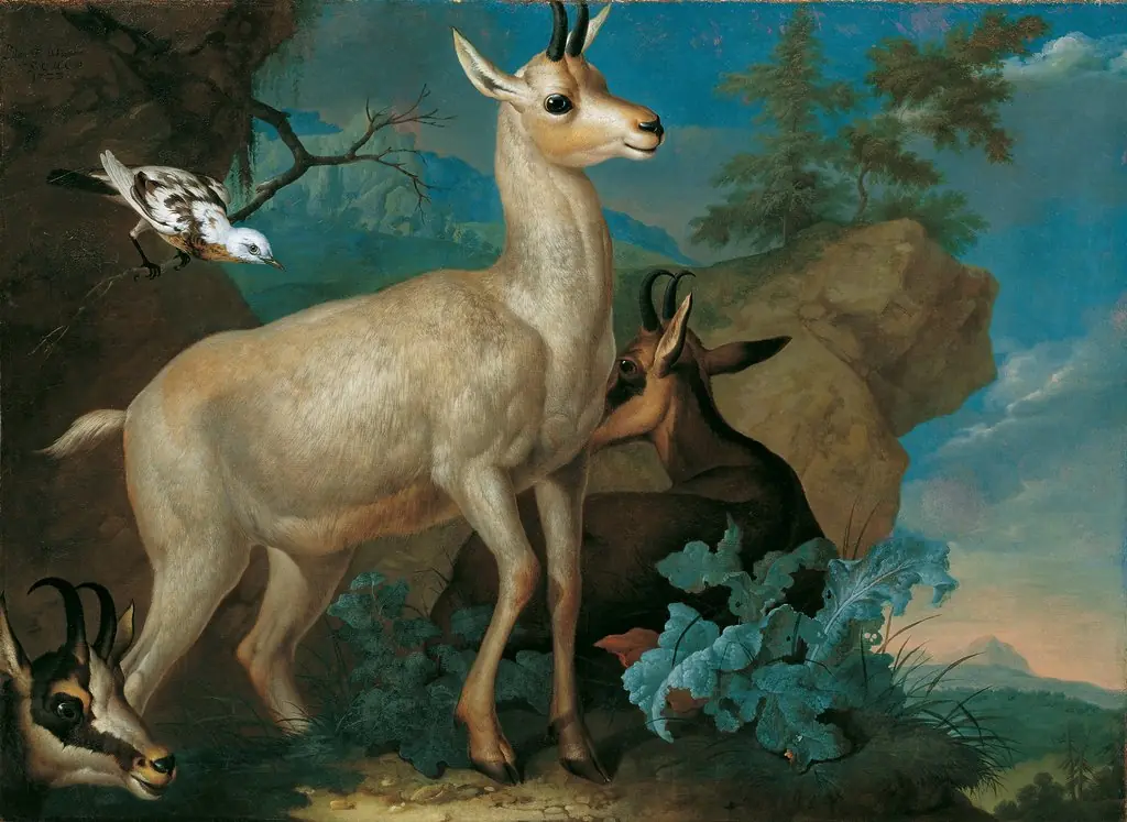 Drei Gemsen und eine Amsel, by Philipp Ferdinand de Hamilton