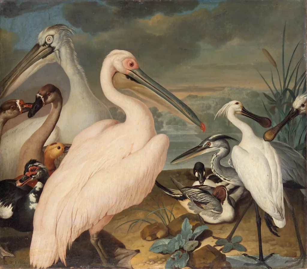 Pelikane und andere Vögel, by Philipp Ferdinand de Hamilton, unspecified, 1724