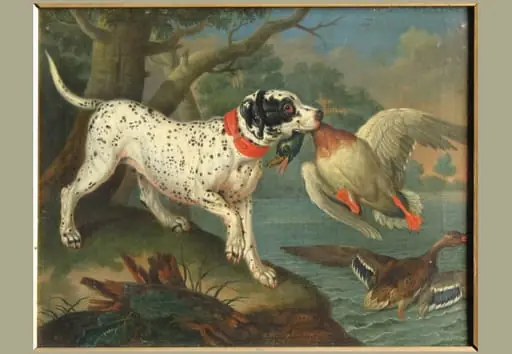 Rațe sălbatice gonite de un câine. Pandant: Rațe sălbatice gonite de un câine flocos, by Philipp Ferdinand de Hamilton
