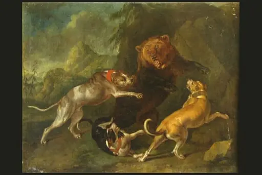 Vânătoare de urși. Pandant: Vânătoare de mistreți, by Philipp Ferdinand de Hamilton