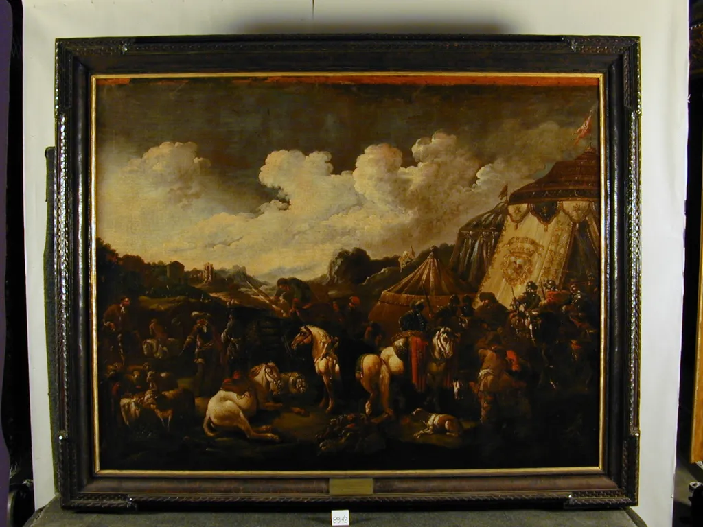 A Military Encampment, by Philipp Peter Roos, oil, 1655