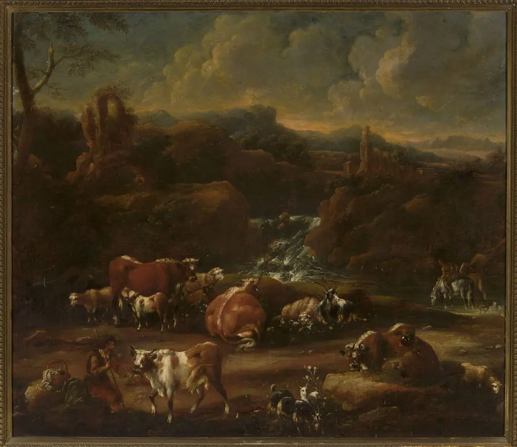 Herd in the mountains, by Philipp Peter Roos