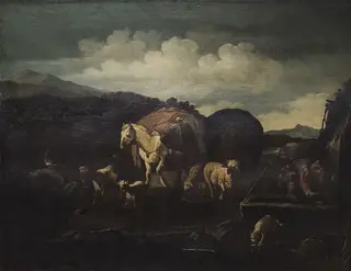 Karawane am Brunnen, by Philipp Peter Roos, 1691