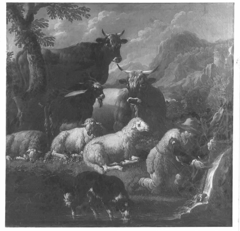 Landschaft mit Vieh und Hirt, by Philipp Peter Roos, unspecified, 1691