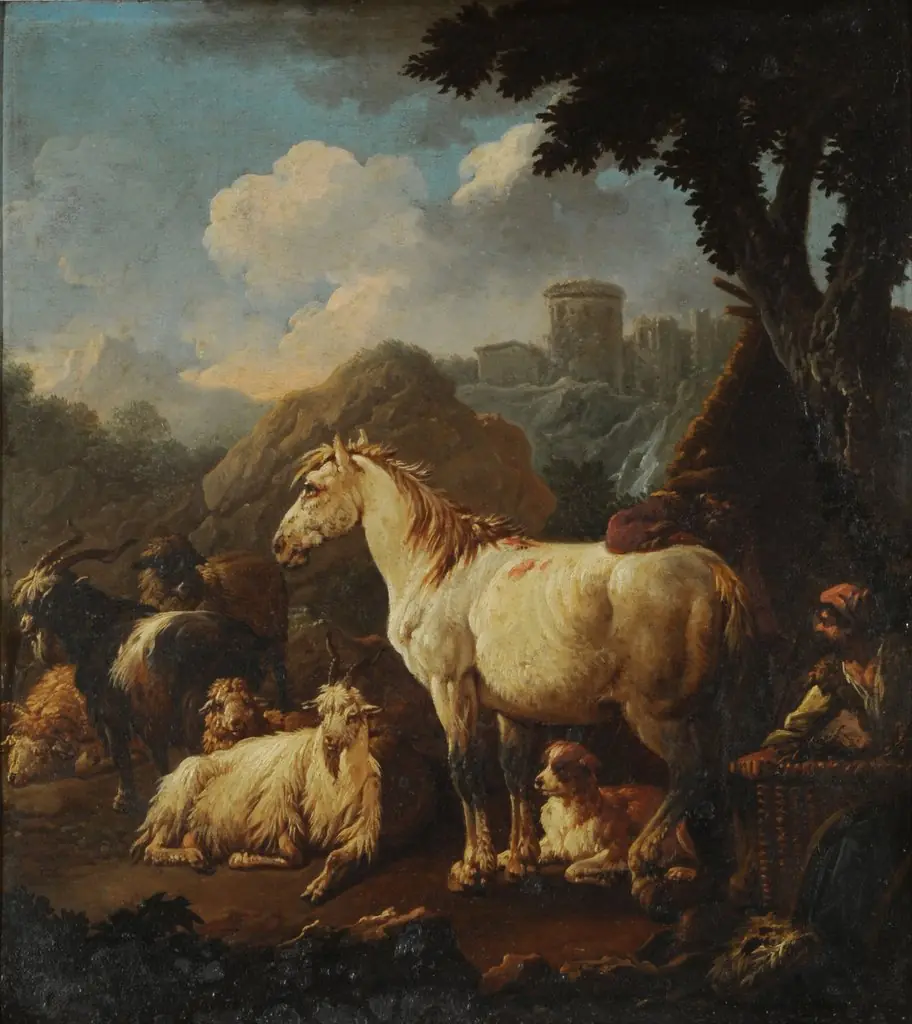 Shepherd and animals in a landscape, by Philipp Peter Roos