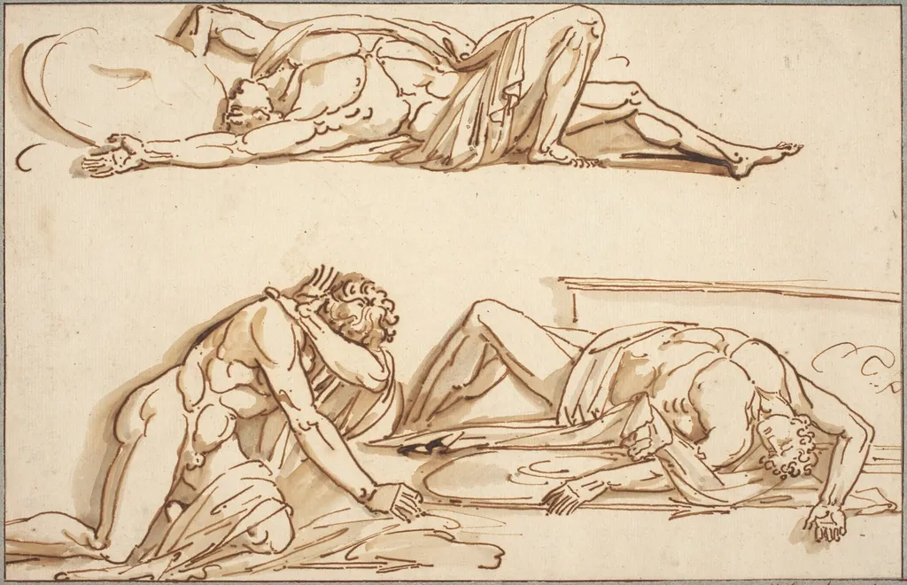 Achilles and Patroclus, by Philippe-Auguste Hennequin, ink, 1786