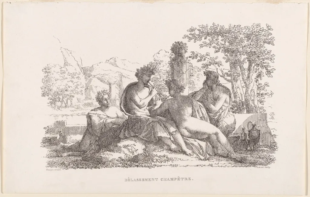 Délassement champêtre (Sylvan Leisure), by Philippe-Auguste Hennequin, ink, 1825