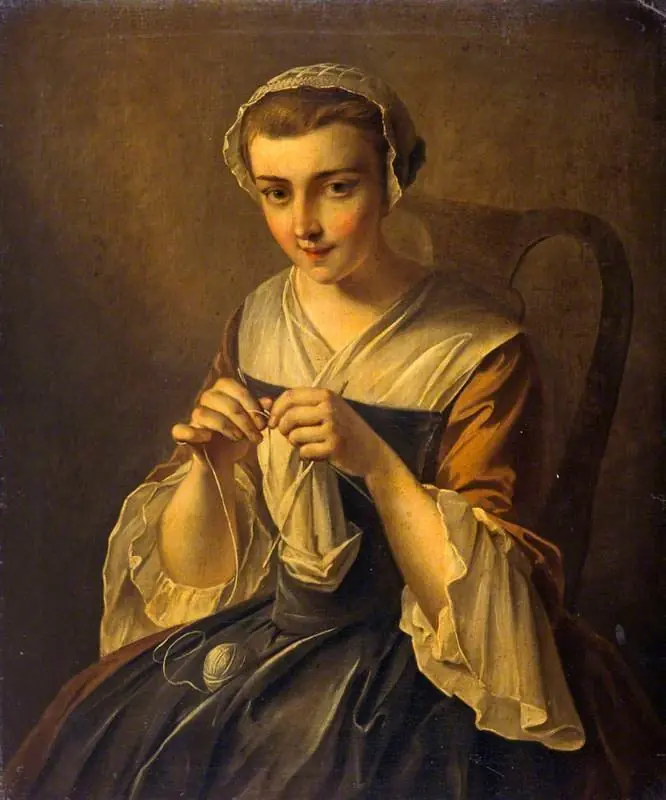 A Girl Knitting, by Philippe Mercier