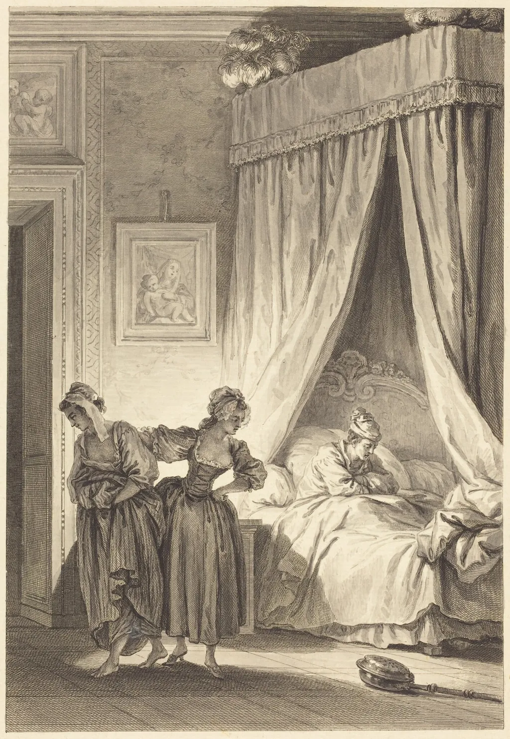 La gageure des trois commeres: La servante, by Philippe Triere, ink, 1786