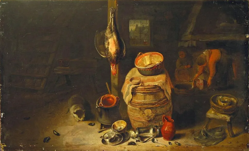 Kitchen, by Philips Angel, oil, 1659