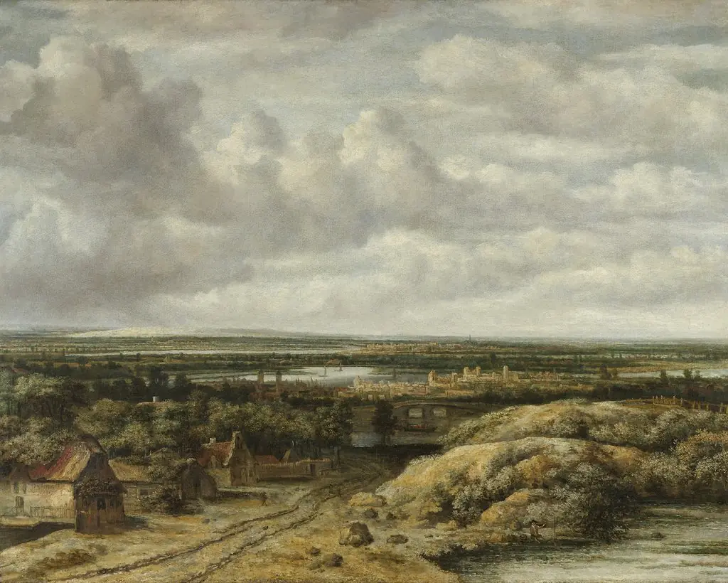 Distant View with Cottages along a Road, by Philips Koninck