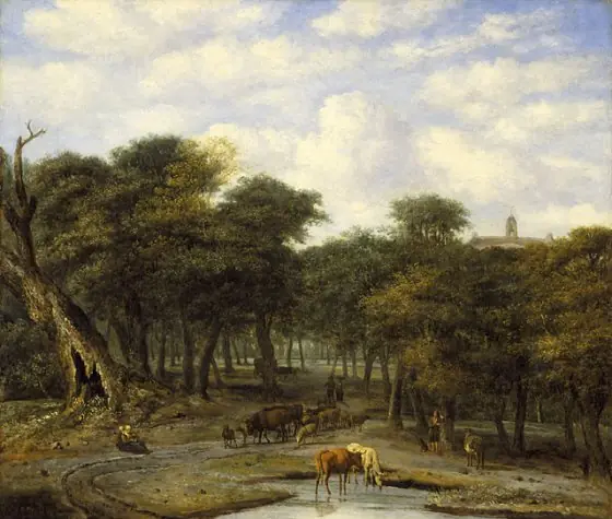 Forest Clearing with Cattle, by Philips Koninck