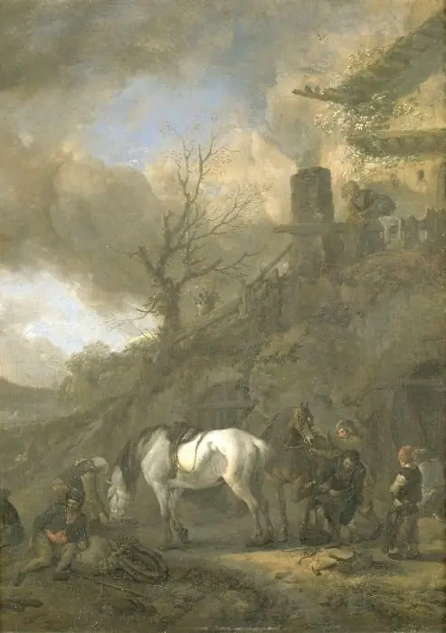 A horse at a smithy, by Philips Wouwerman