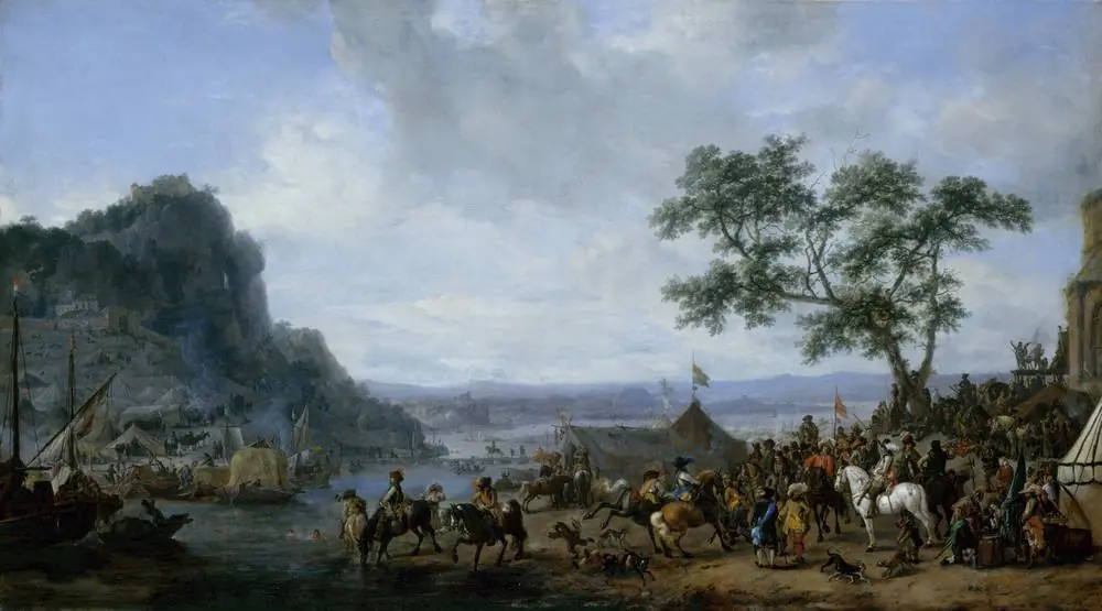 Army Camp by a River, by Philips Wouwerman