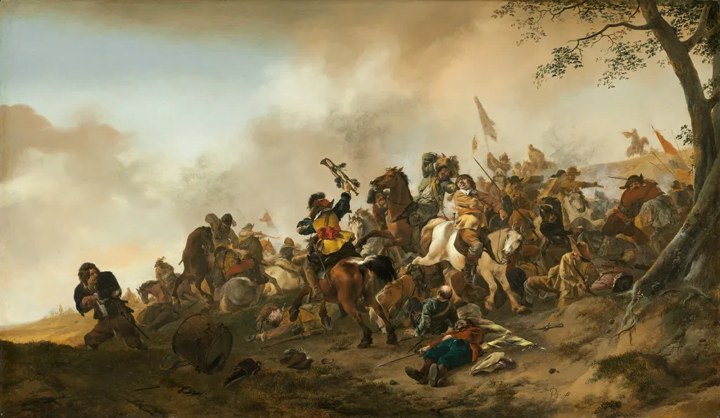 Battle Scene, by Philips Wouwerman, oil, 1646