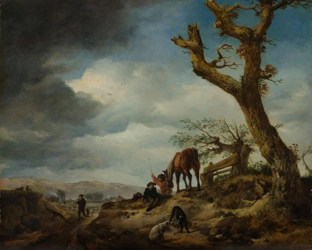 Dünenlandschaft mit Kaninchenjägern, by Philips Wouwerman