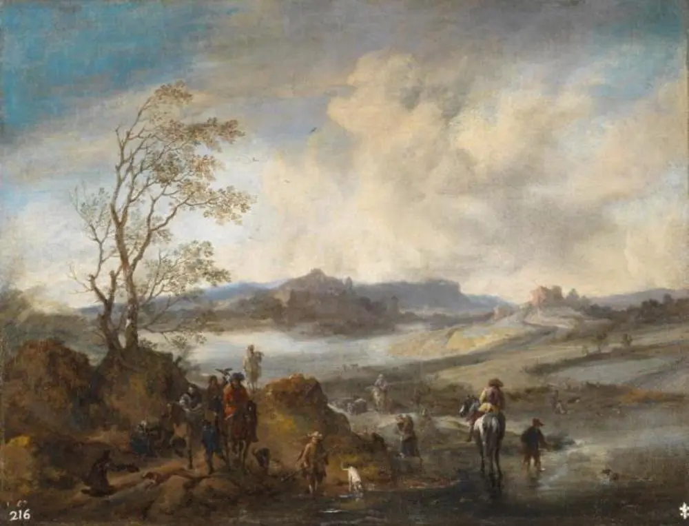 Hawking Party by a River, by Philips Wouwerman