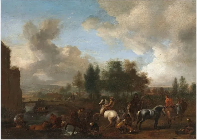 Horses Watering: a Landscape, by Philips Wouwerman, unspecified, 1653