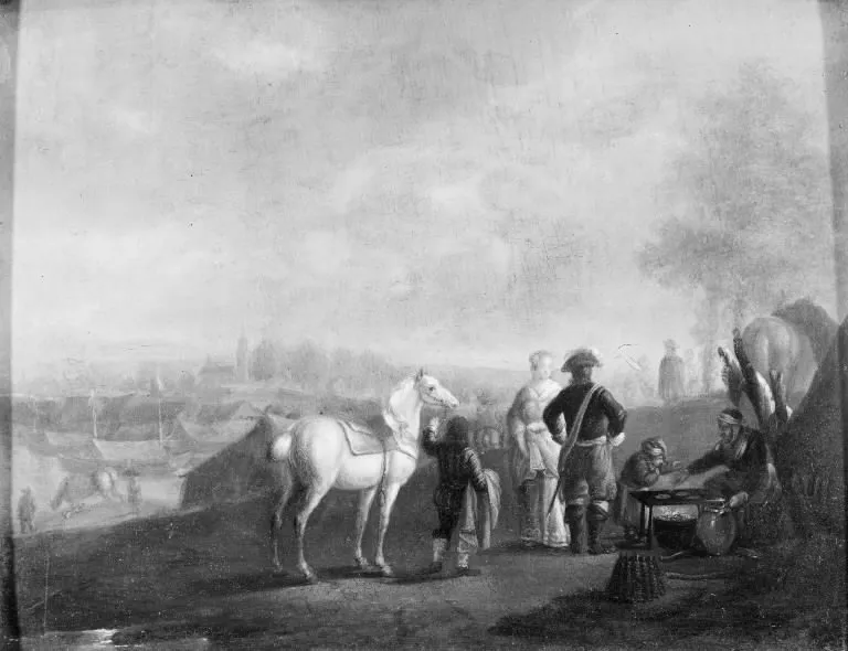 Lady and Gentleman Conversing, by Philips Wouwerman, unspecified, 1741