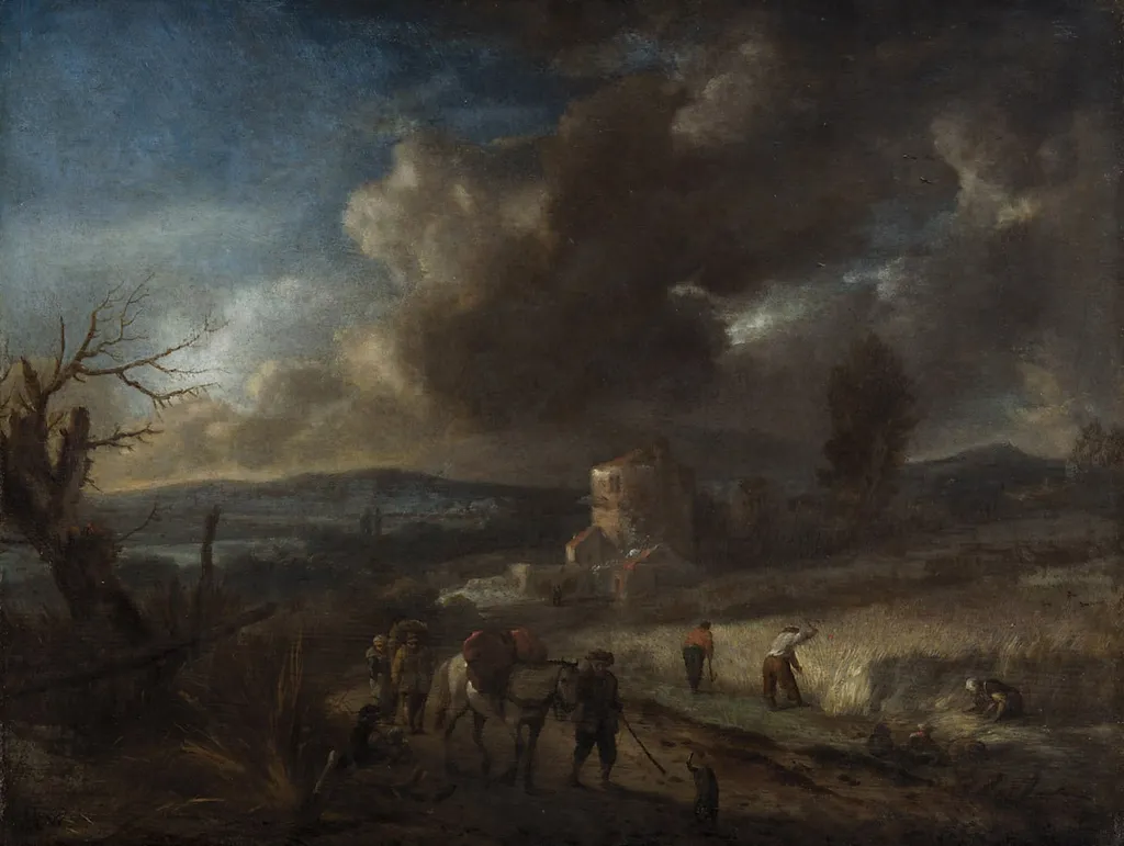 Landscape with Harvesters, by Philips Wouwerman, unspecified, 1655