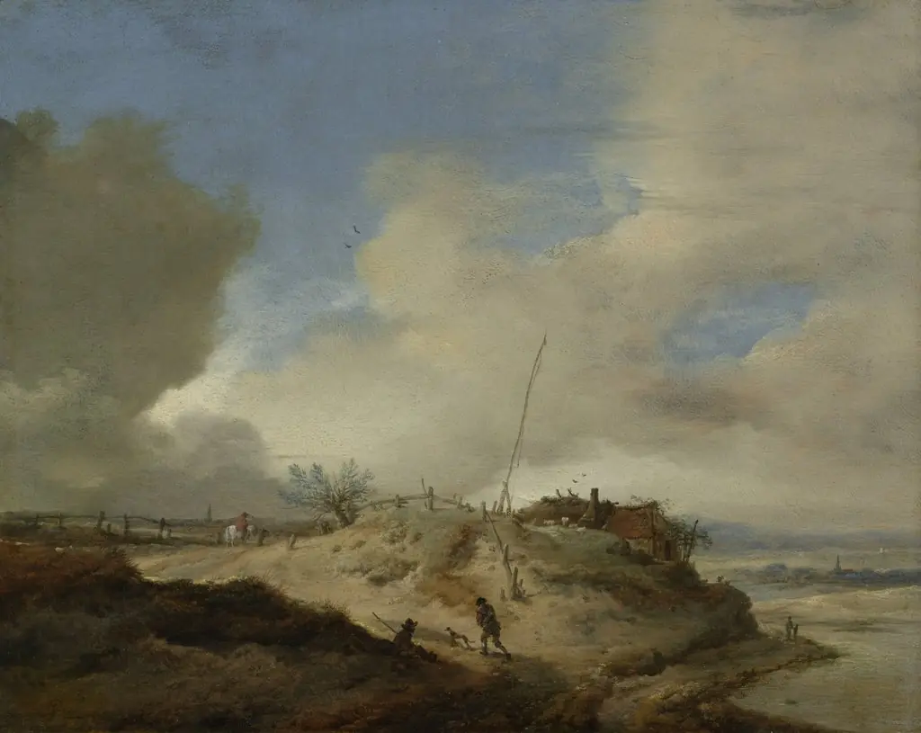 Landscape with signal post, by Philips Wouwerman