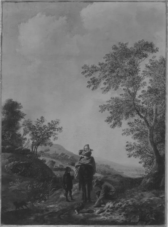 Landschaft mit Jagdgruppe (Art des), by Philips Wouwerman, unspecified, 1643