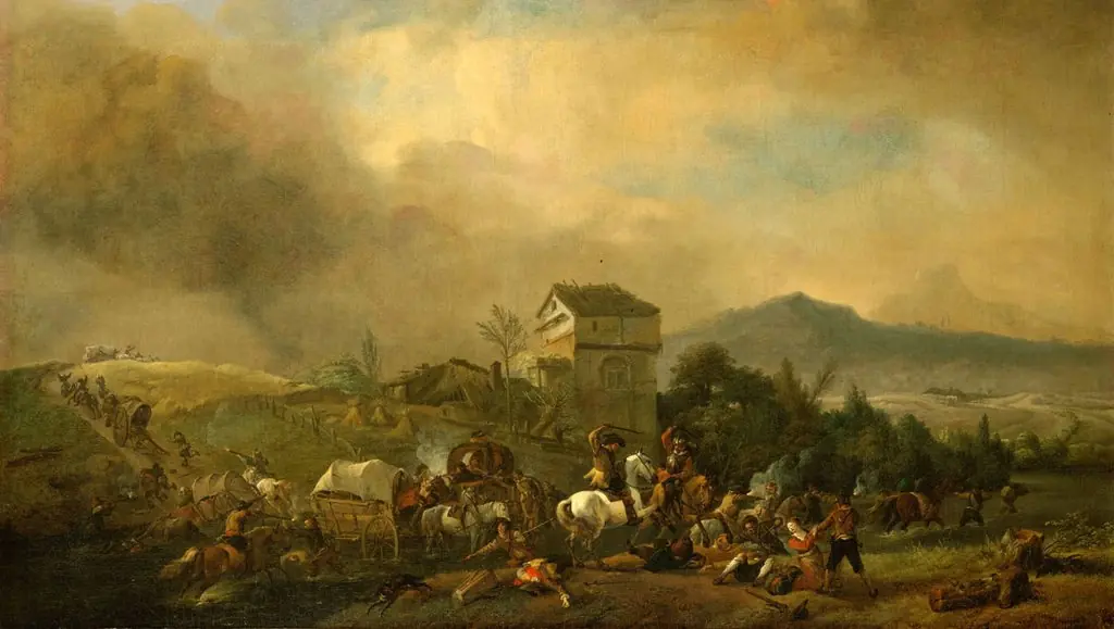 Robbers attacking Baggage Wagons, by Philips Wouwerman
