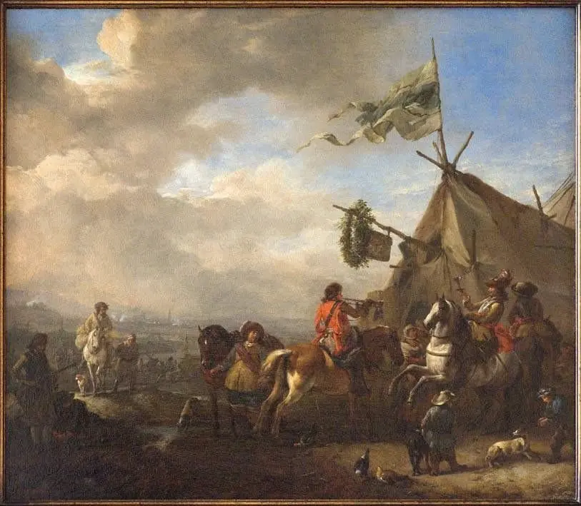 Soldatenlager, by Philips Wouwerman