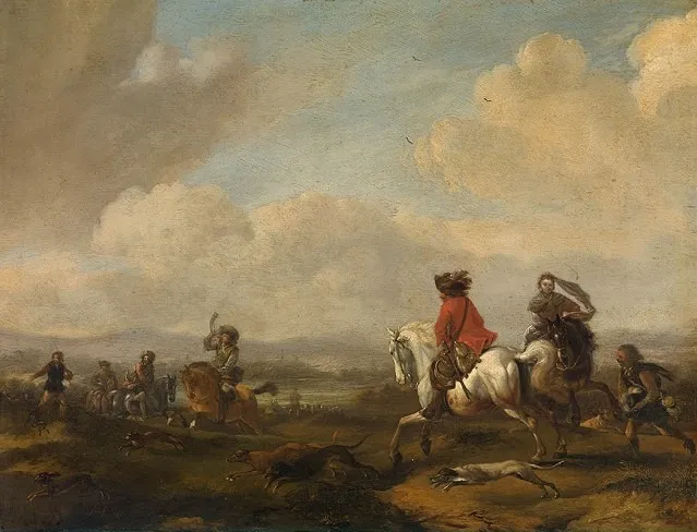 The Hare Hunt, by Philips Wouwerman, oil, 1653