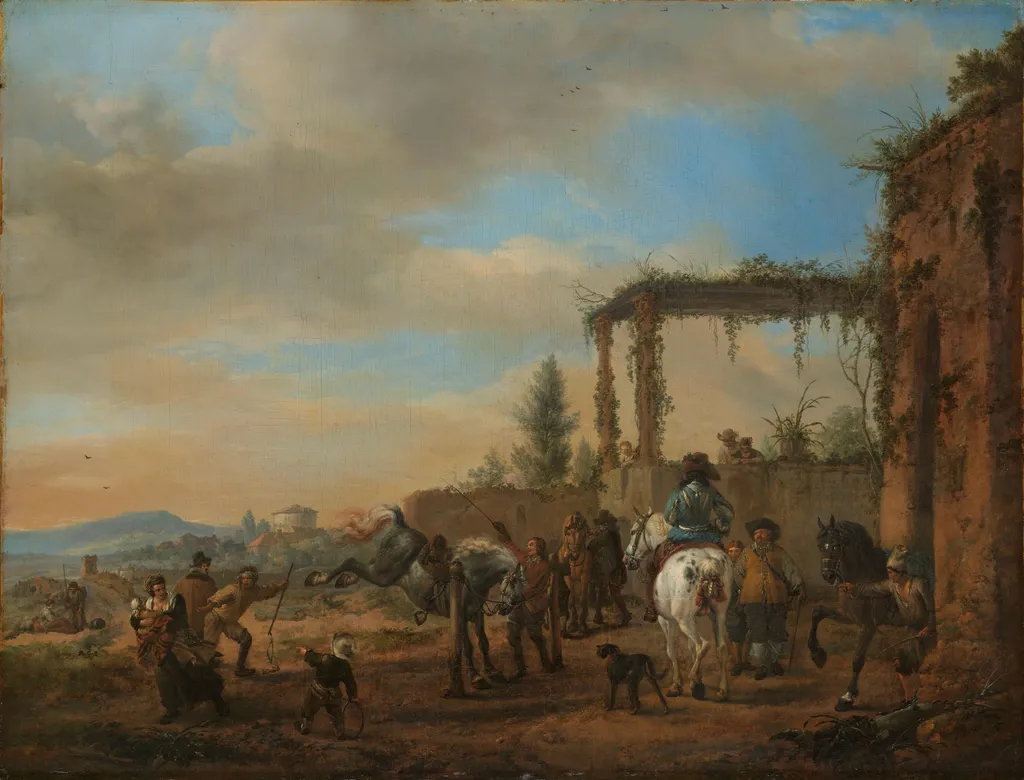 The Riding School, by Philips Wouwerman, oil, 1660