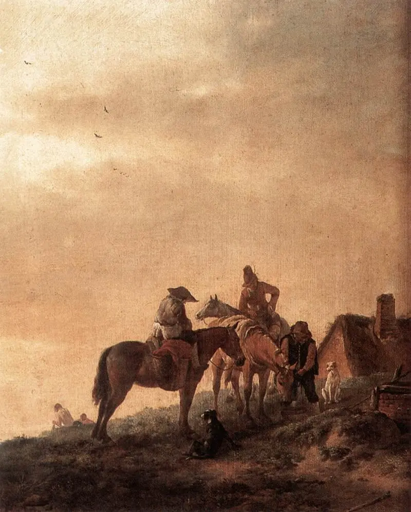 Three Horsemen halting at a Well, by Philips Wouwerman