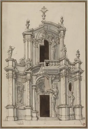 Elevation for a Church Facade, with Alternatives, by Piedmontese 18th Century