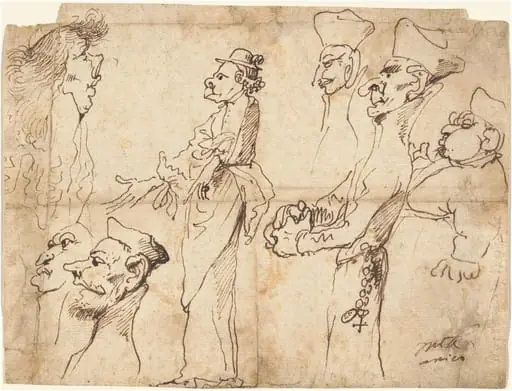 Caricatures of Clerics and Priests, by Pier Francesco Mola