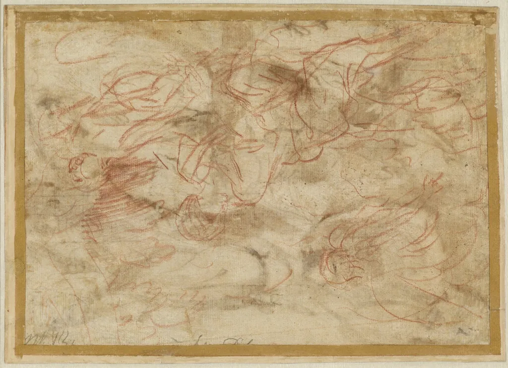 The Angel Appearing to Hagar in the Desert, by Pier Francesco Mola, chalk, 1660
