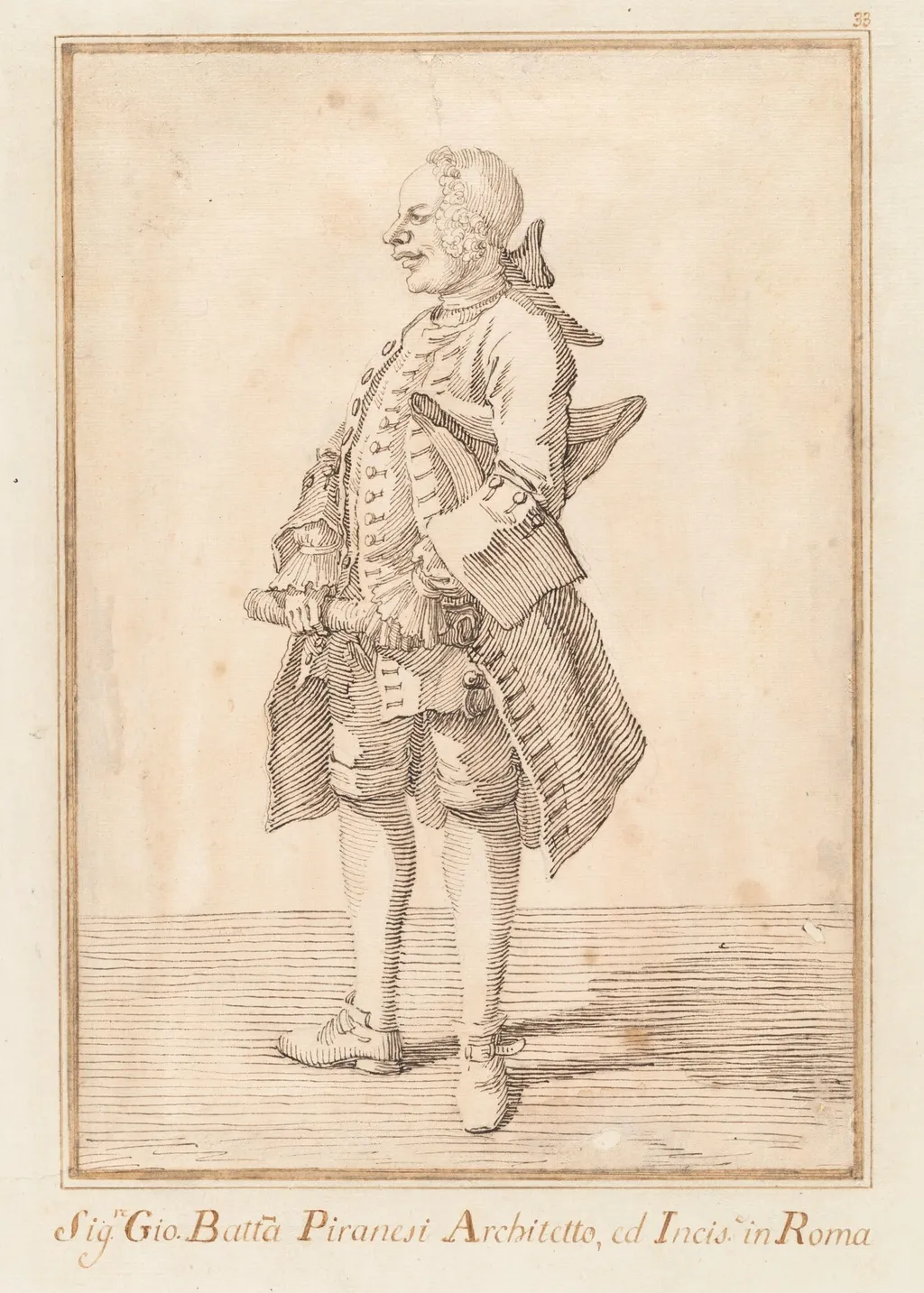 Giovanni Battista Piranesi, by Pier Leone Ghezzi, chalk, 1752