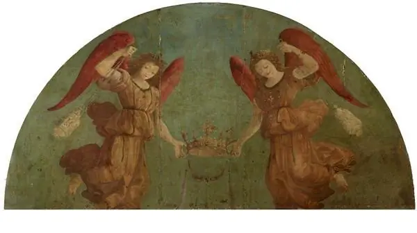 Two Censing Angels Holding a Crown, by Piero di Cosimo